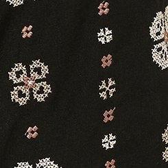 Embroidered Square Neck Flutter Short Sleeve Top, DEEP BLACK, swatch