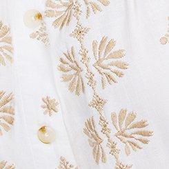 Beach Linen Eyelet Trim Shirt, BRIGHT WHITE, swatch