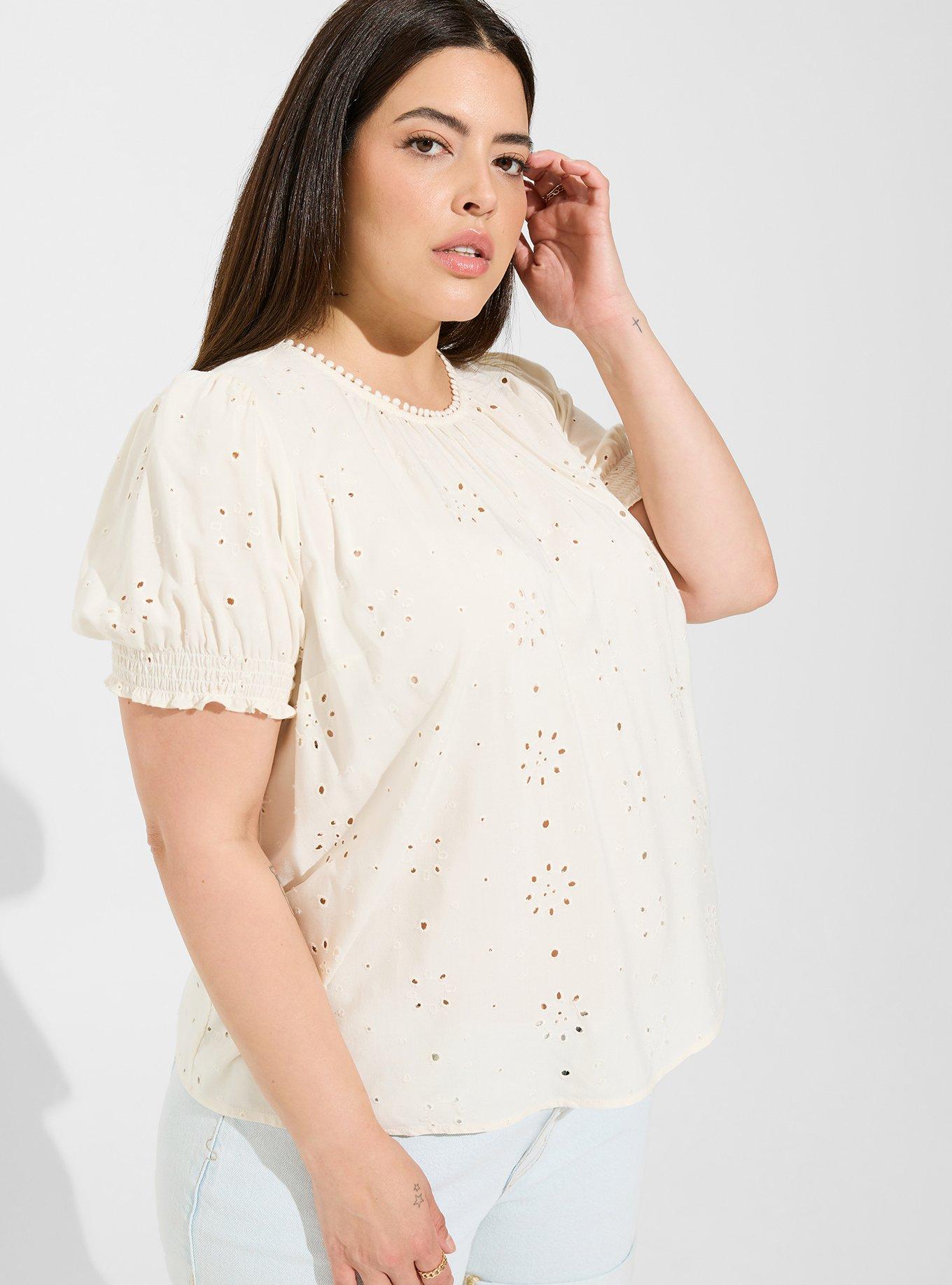 Torrid White Eyelet Fit & Flare Top, Size 3