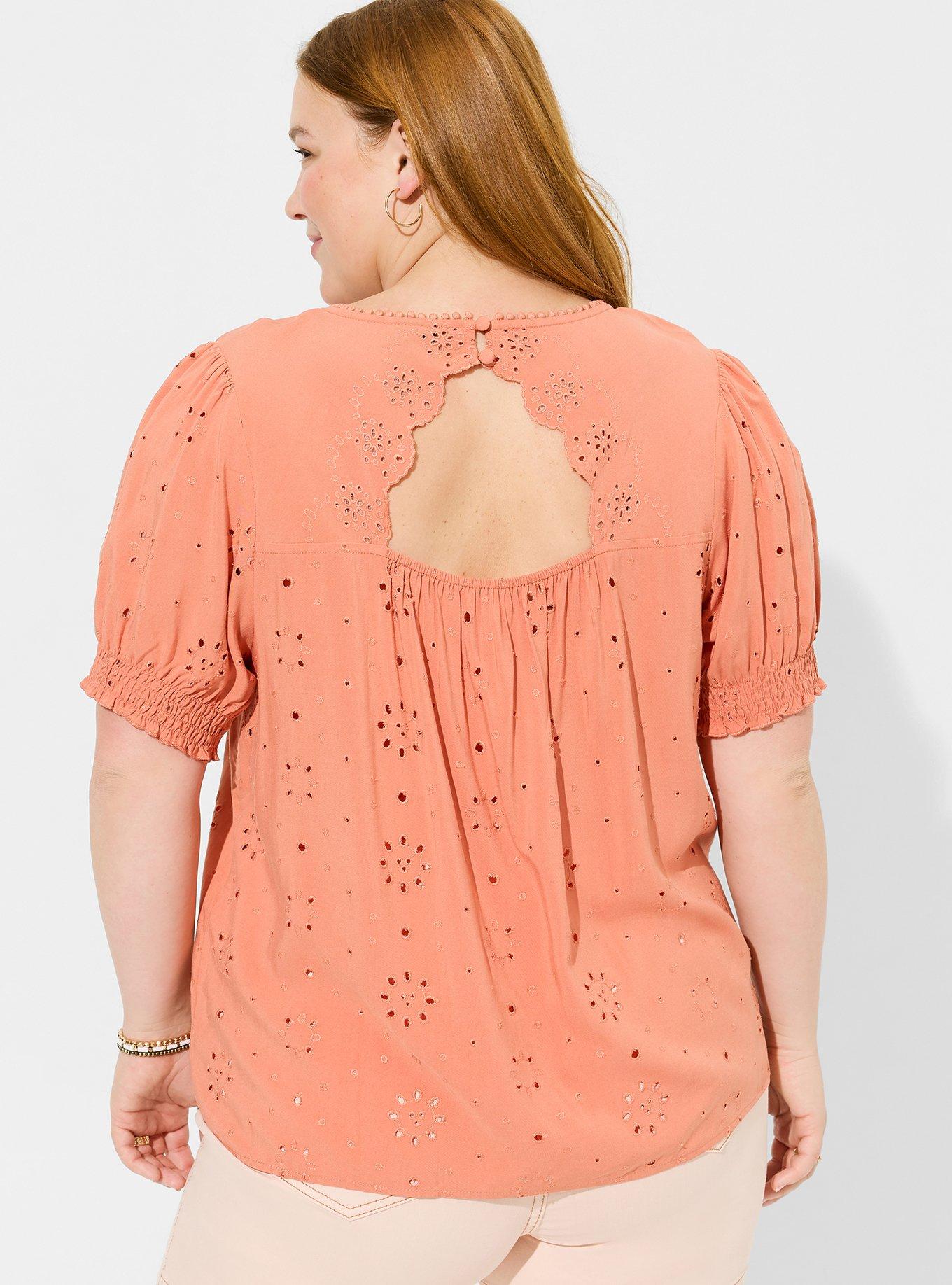 Plus Size - Abbey Challis Eyelet Back Cutout Top - Torrid