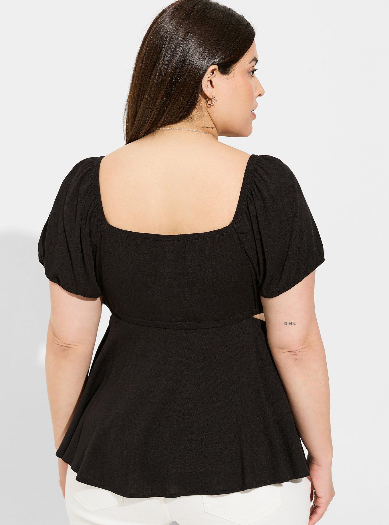 Plus Size - Babydoll Rayon Slub With Side Cutouts Top - Torrid