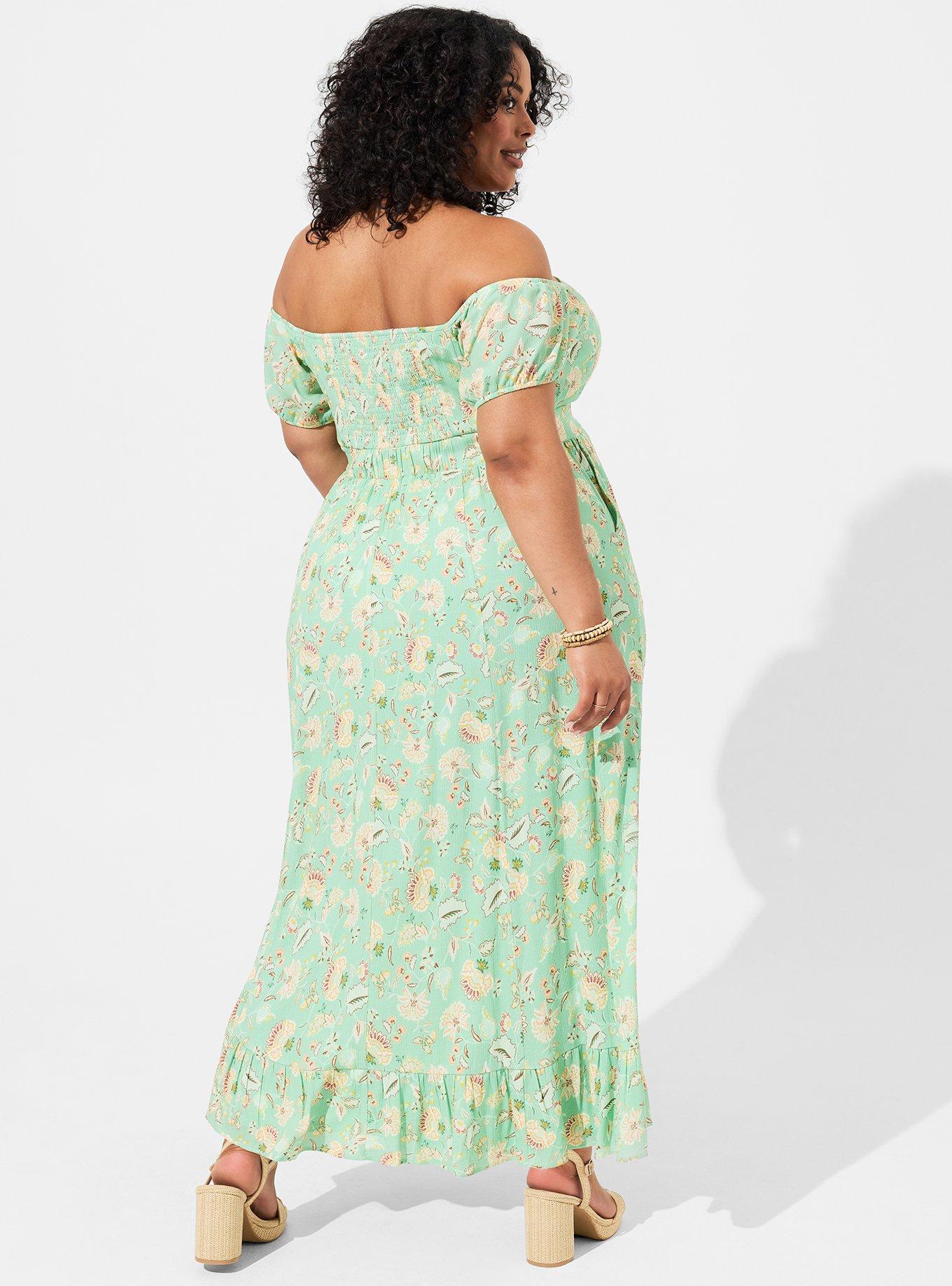 Maxi Gauze Off Shoulder Tie Front Dress, SWIRL JACO HEMLOCK, alternate