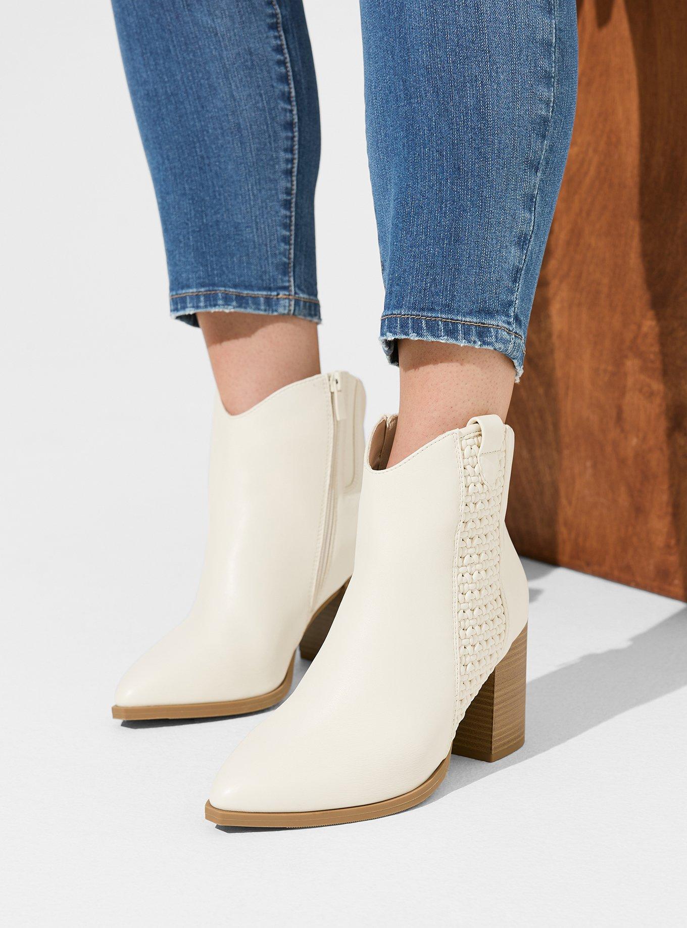 Lattice Heeled Western Bootie (WW), BONE, alternate
