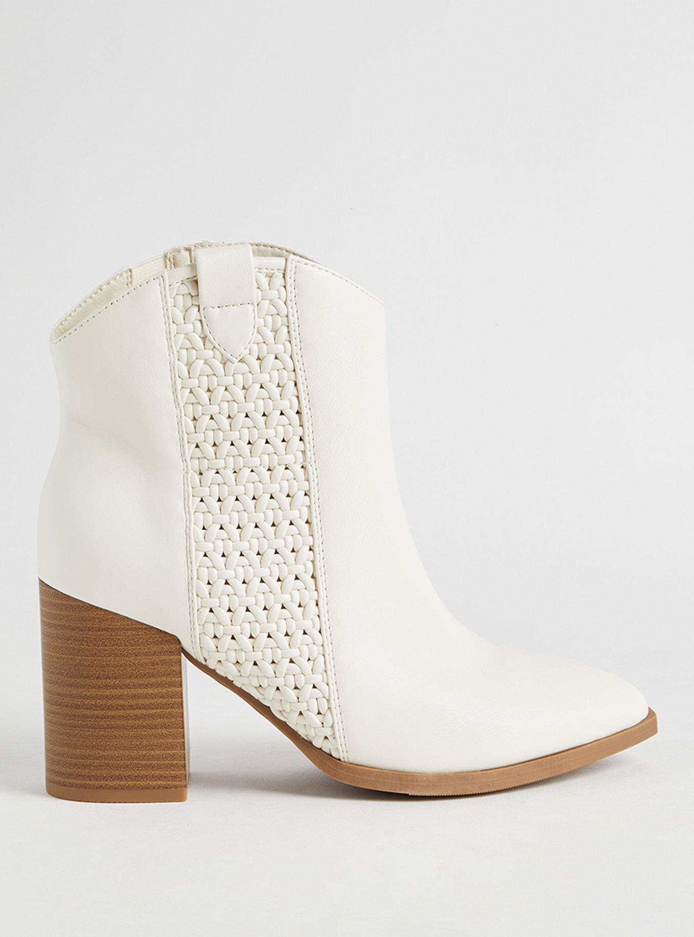 Lattice Heeled Western Bootie (WW), BONE, alternate