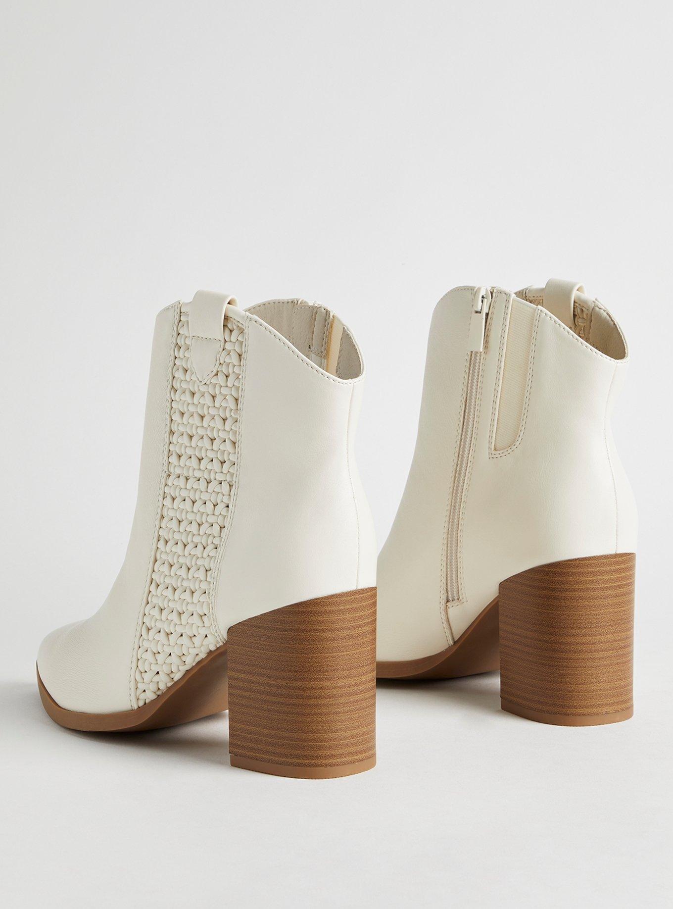 Lattice Heeled Western Bootie (WW), BONE, alternate