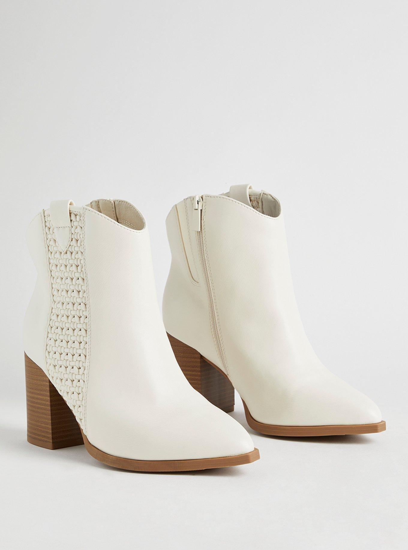Lattice Heeled Western Bootie (WW), BONE, hi-res