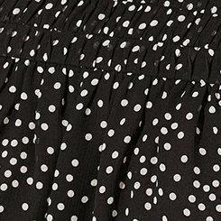 Chiffon Smocked Pintuck Flutter Short Sleeve Blouse, SOFT BREEZE DOTS DEEP BLACK, swatch