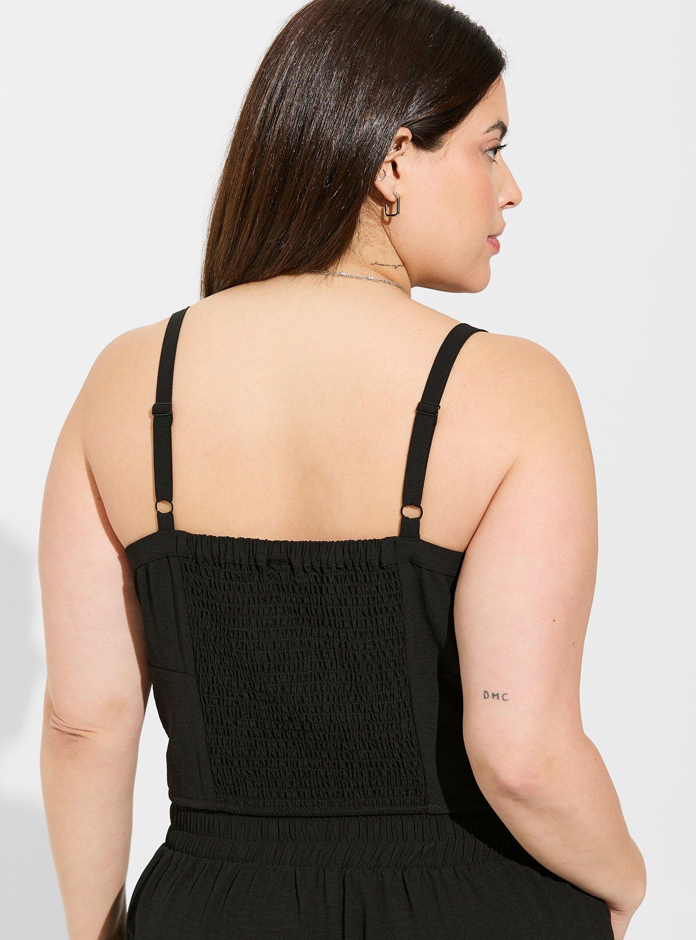 Seersucker Sleeveless Bralette, DEEP BLACK, alternate