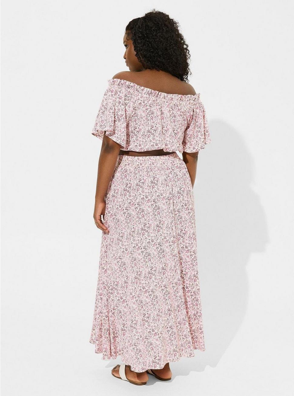 Plus Size - Maxi Washable Gauze Off Shoulder Split Skirt Set Plus Size - Maxi Washable Gauze Off Shoulder Split Skirt Set