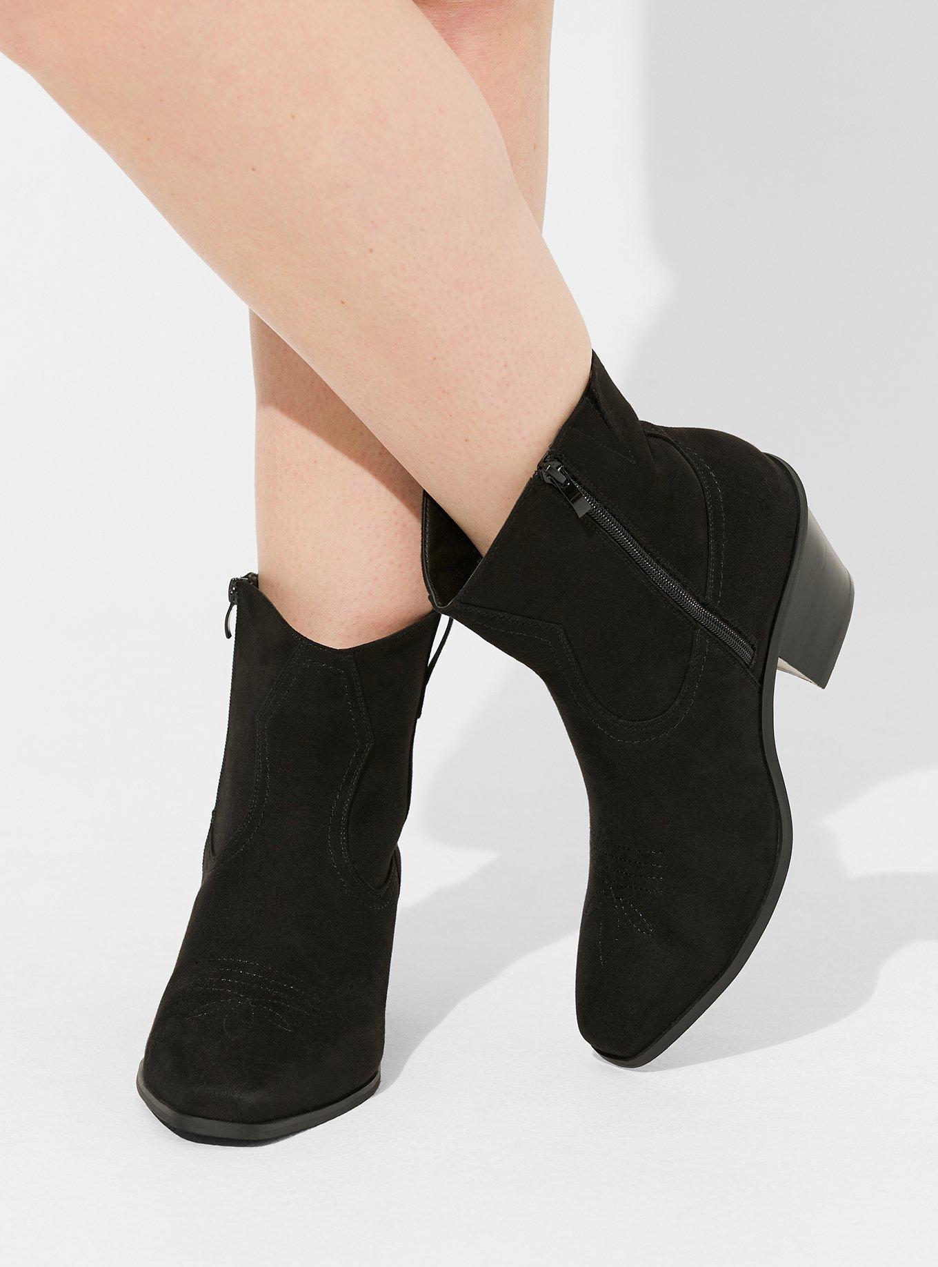Plus Size Western Ankle Bootie (WW), BLACK, alternate
