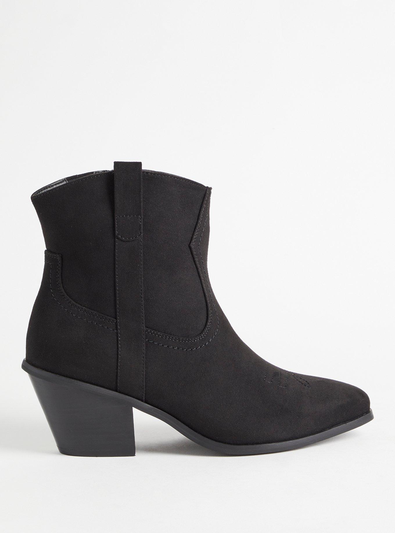 Plus Size Western Ankle Bootie (WW), BLACK, alternate
