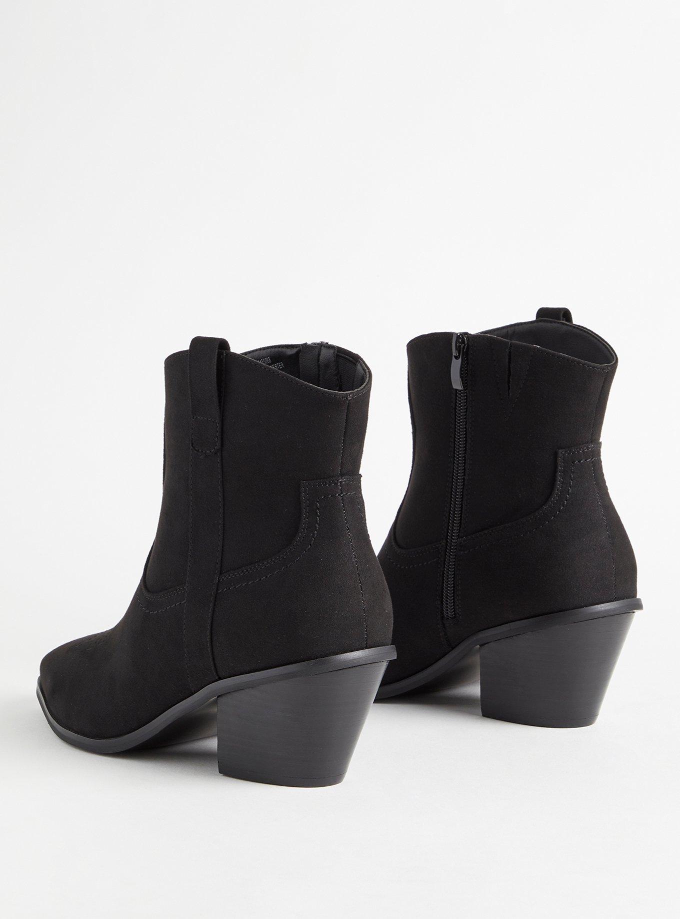Plus Size Western Ankle Bootie (WW), BLACK, alternate