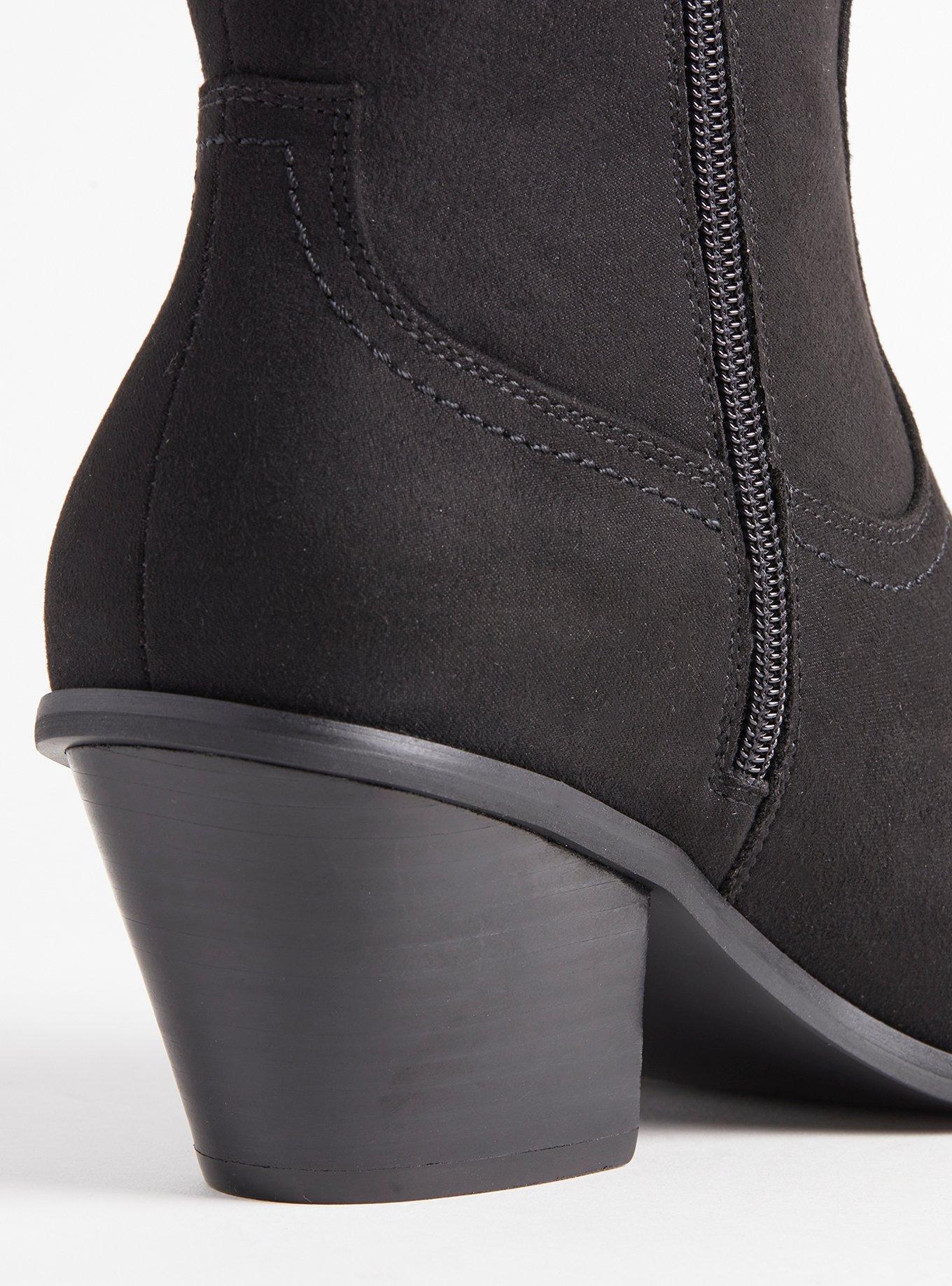 Plus Size Western Ankle Bootie (WW), BLACK, alternate