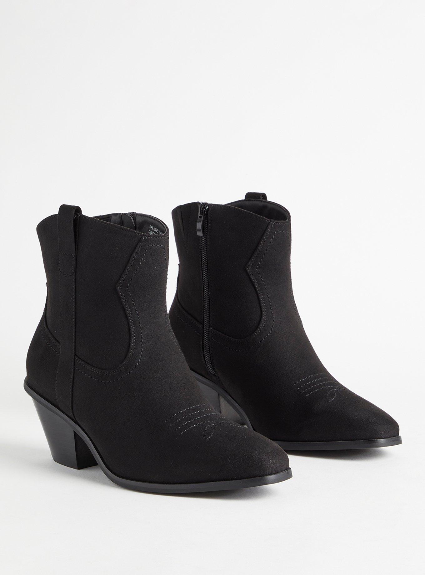 Plus Size Western Ankle Bootie (WW), BLACK, hi-res
