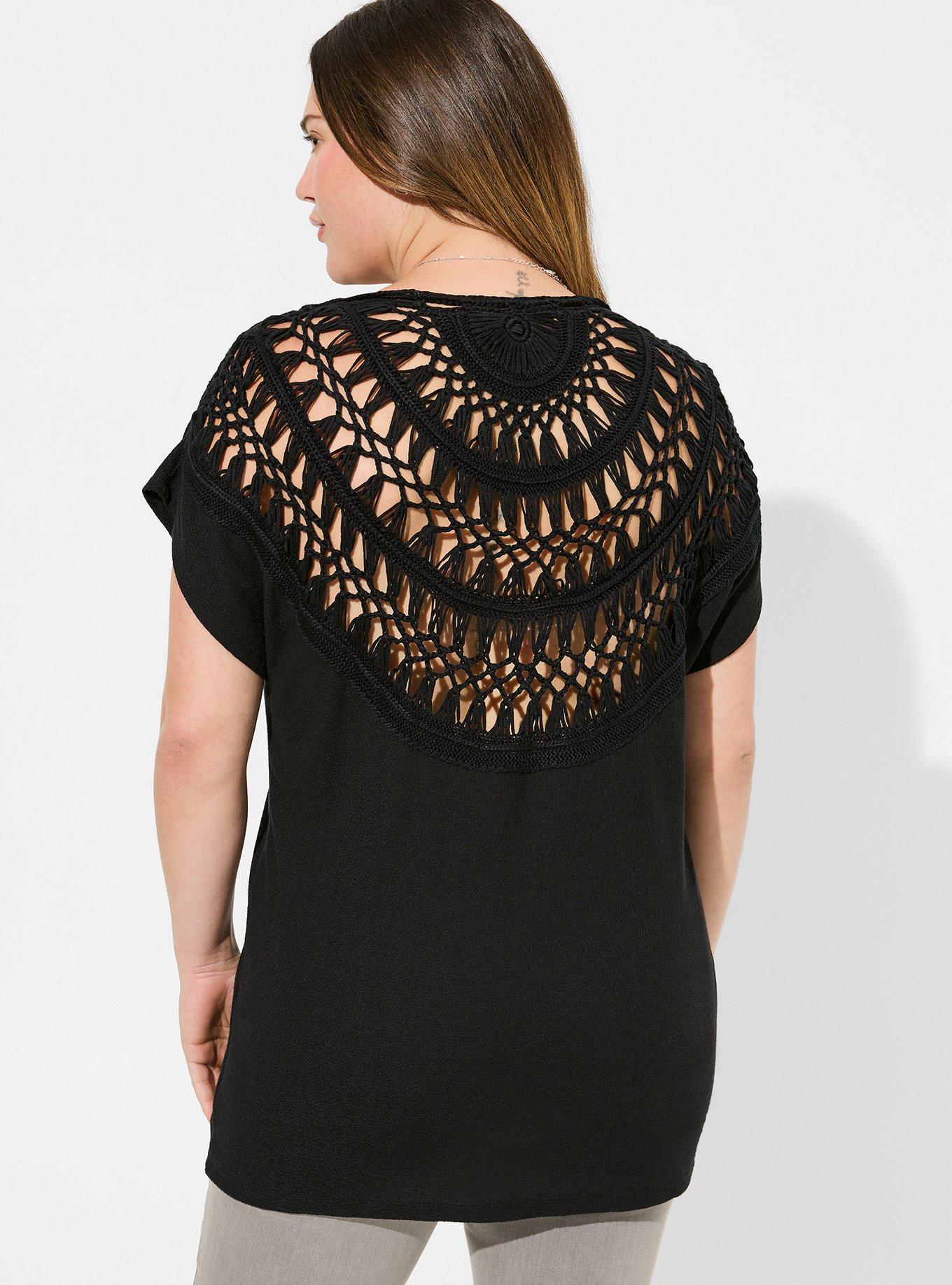 Plus Size - Knit V-Neck Twist Front Crochet Back Top - Torrid