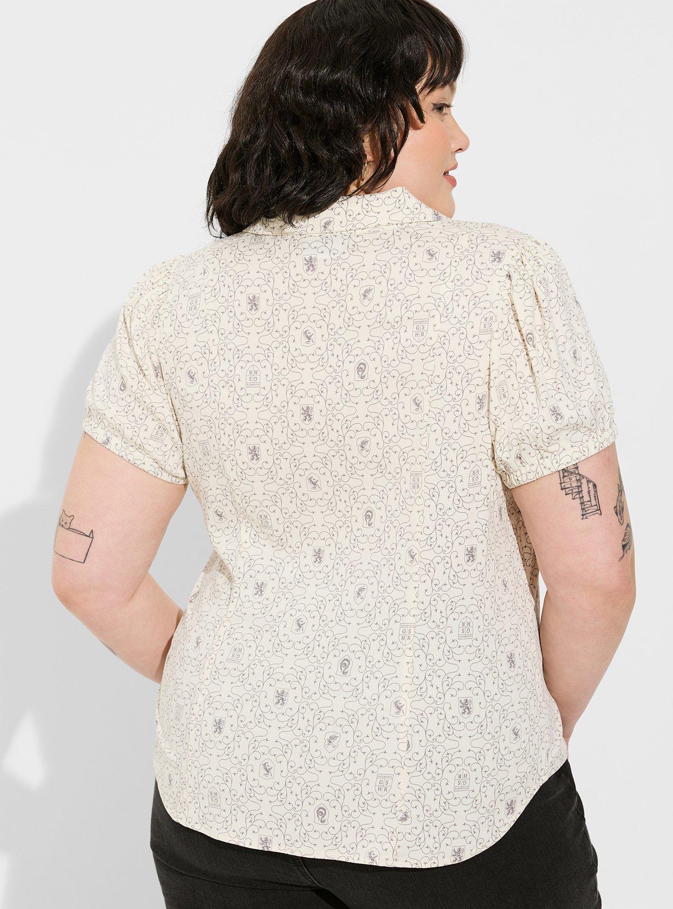 Warner Bros Harry Potter Stretch Challis Collared Puff Sleeve Blouse, MULTI, alternate