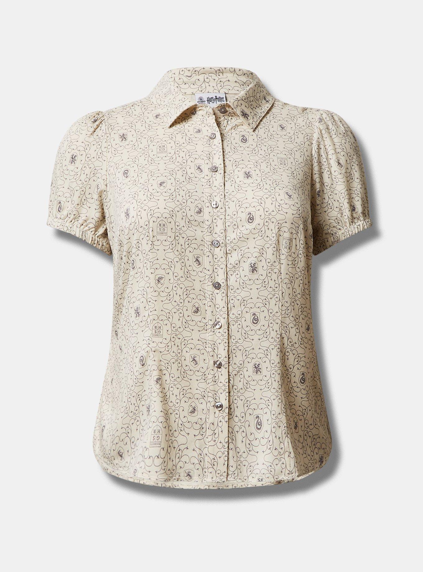 Warner Bros Harry Potter Stretch Challis Collared Puff Sleeve Blouse, MULTI, hi-res