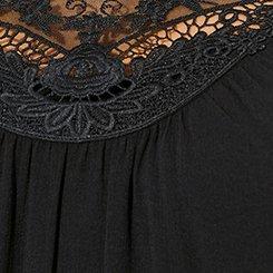 Washable Crinkle Gauze Yoke Flutter Short Sleeve, DEEP BLACK, swatch