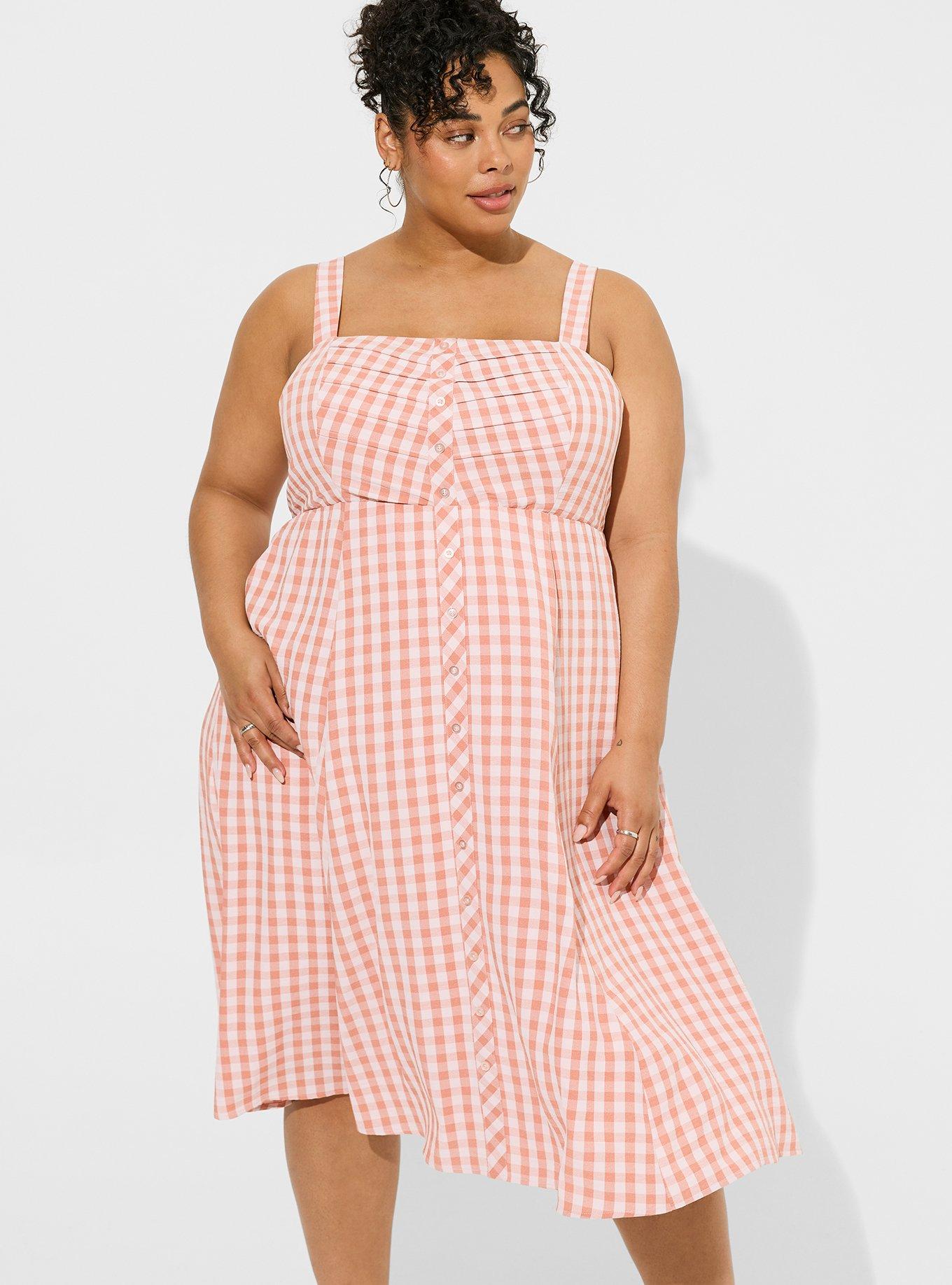 Plus Size Midi Seersucker Button Front Dress Torrid