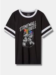 Plus Size Pride Stonewall Classic Fit Cotton Ringer Tee, DEEP BLACK, hi-res