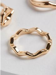 Plus Size Hammered Metal Pearl Ring Set, GOLD, alternate