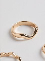 Plus Size Hammered Metal Pearl Ring Set, GOLD, alternate