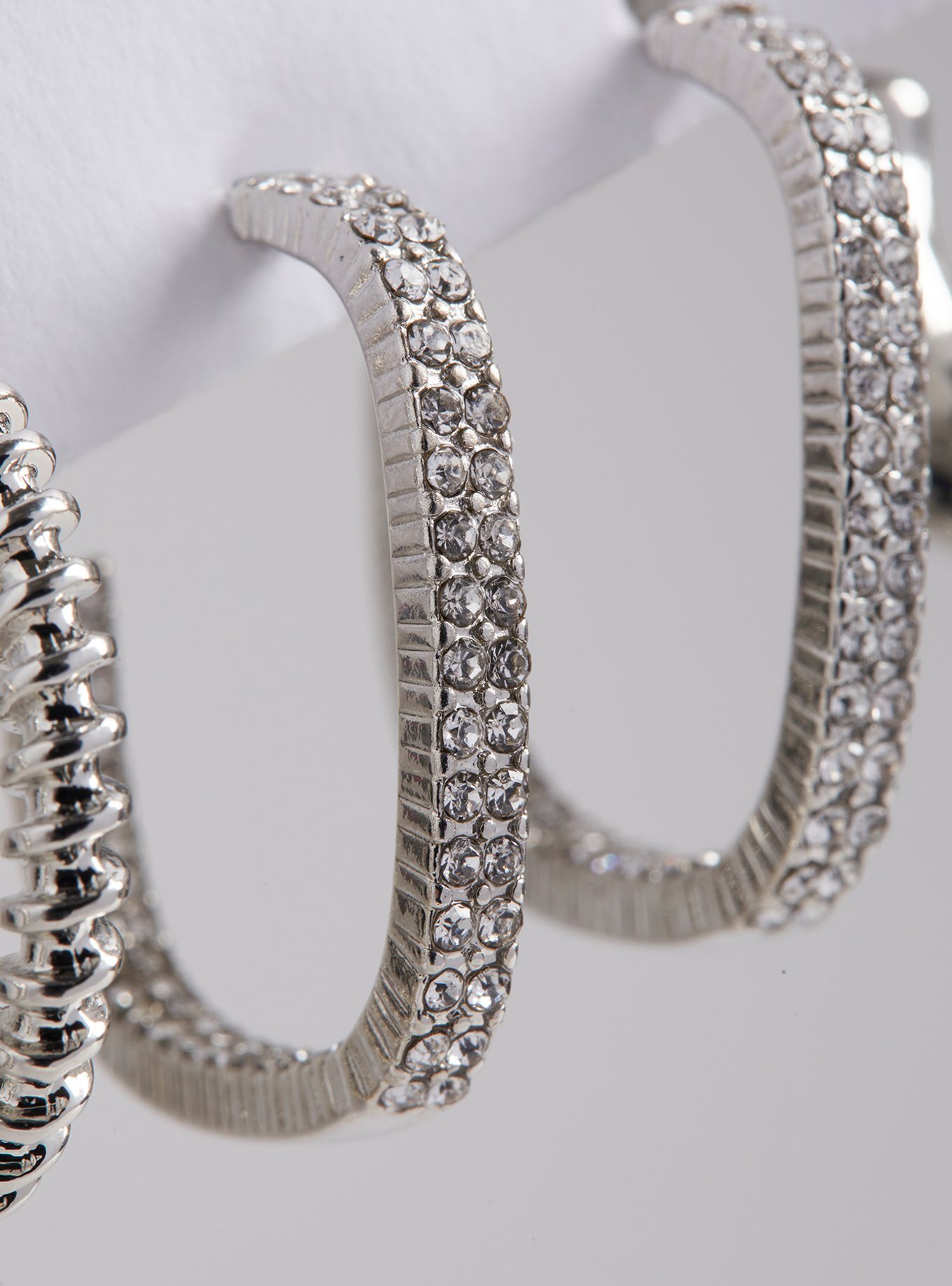 Plus Size - Textured And Pave Hoop Set - Torrid