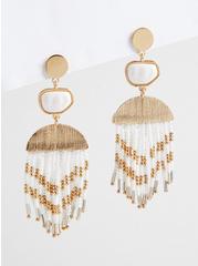 Pearl And Seed Bead Fringe Earring, , hi-res