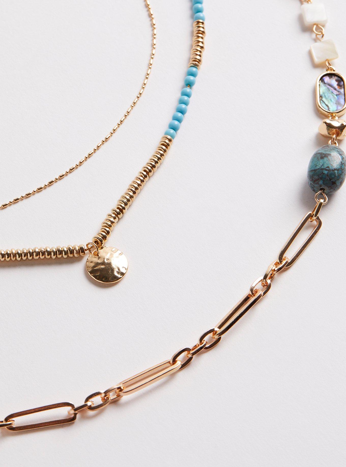 Shell And Stone Layered Necklace, , alternate