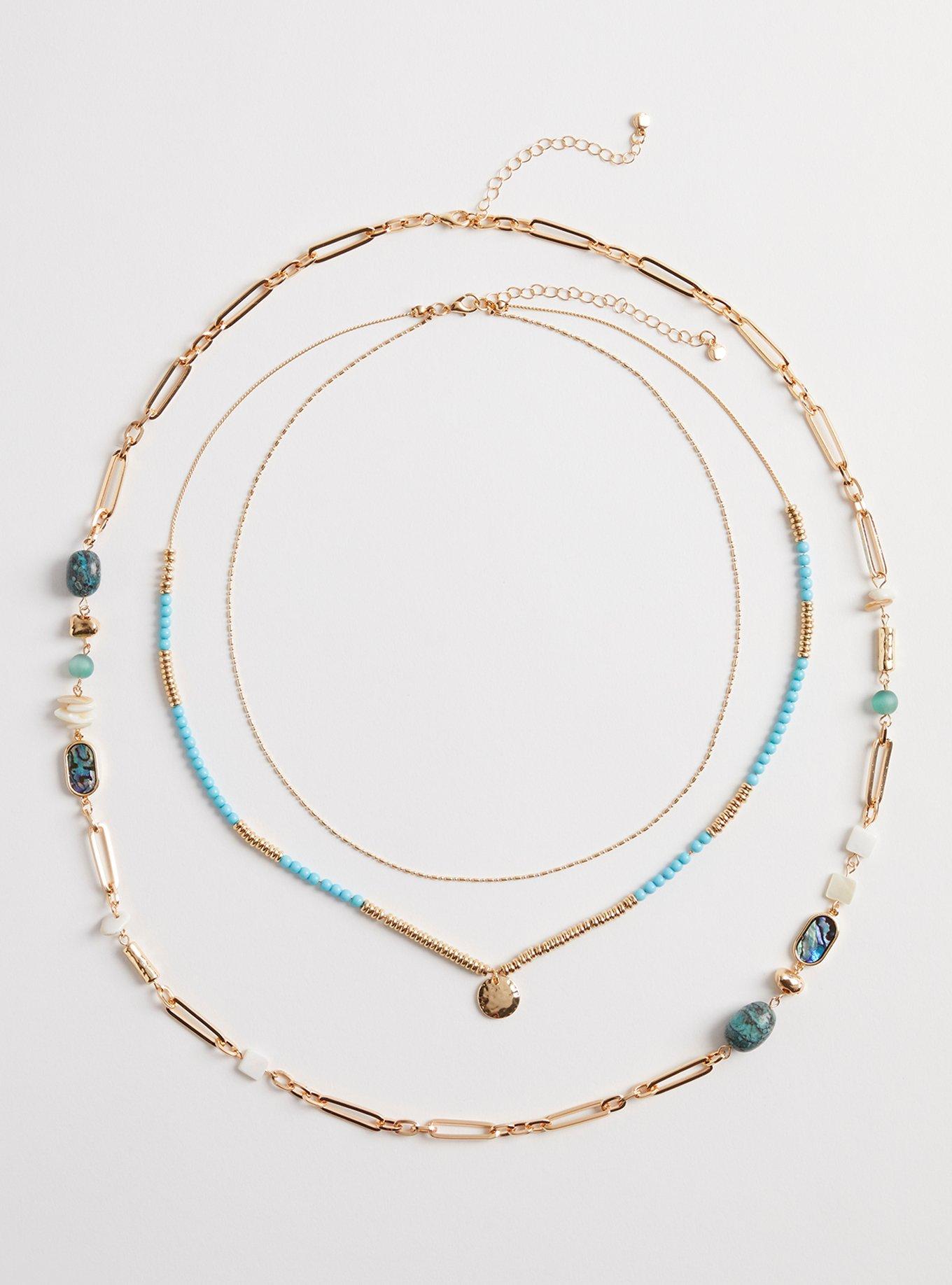Shell And Stone Layered Necklace, , hi-res