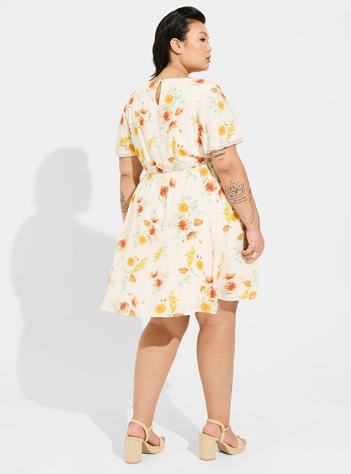 Plus Size Mini Swiss Dot Tunic Center Pleat Dress Torrid