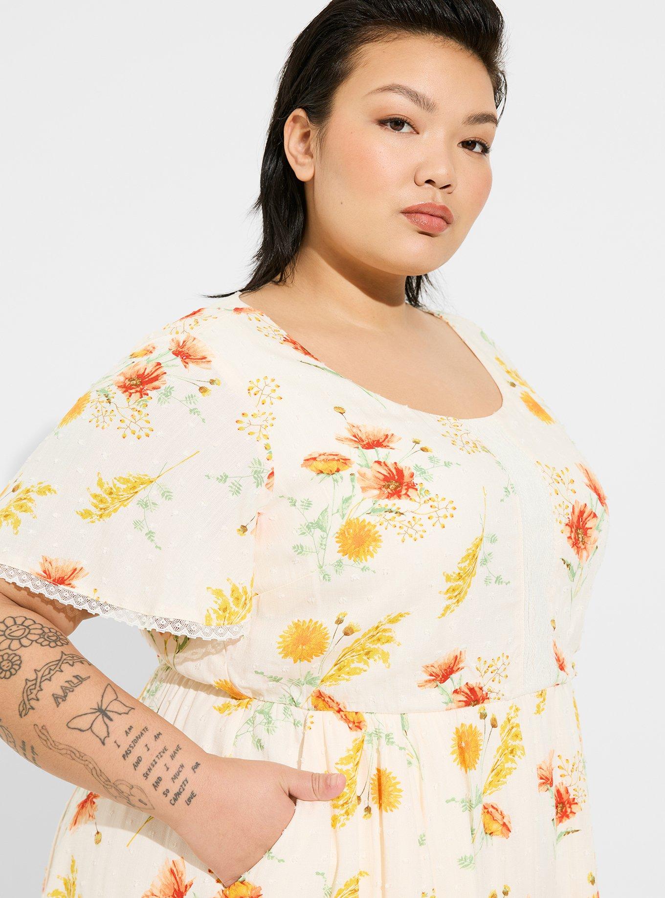 Plus Size Mini Swiss Dot Tunic Center Pleat Dress Torrid