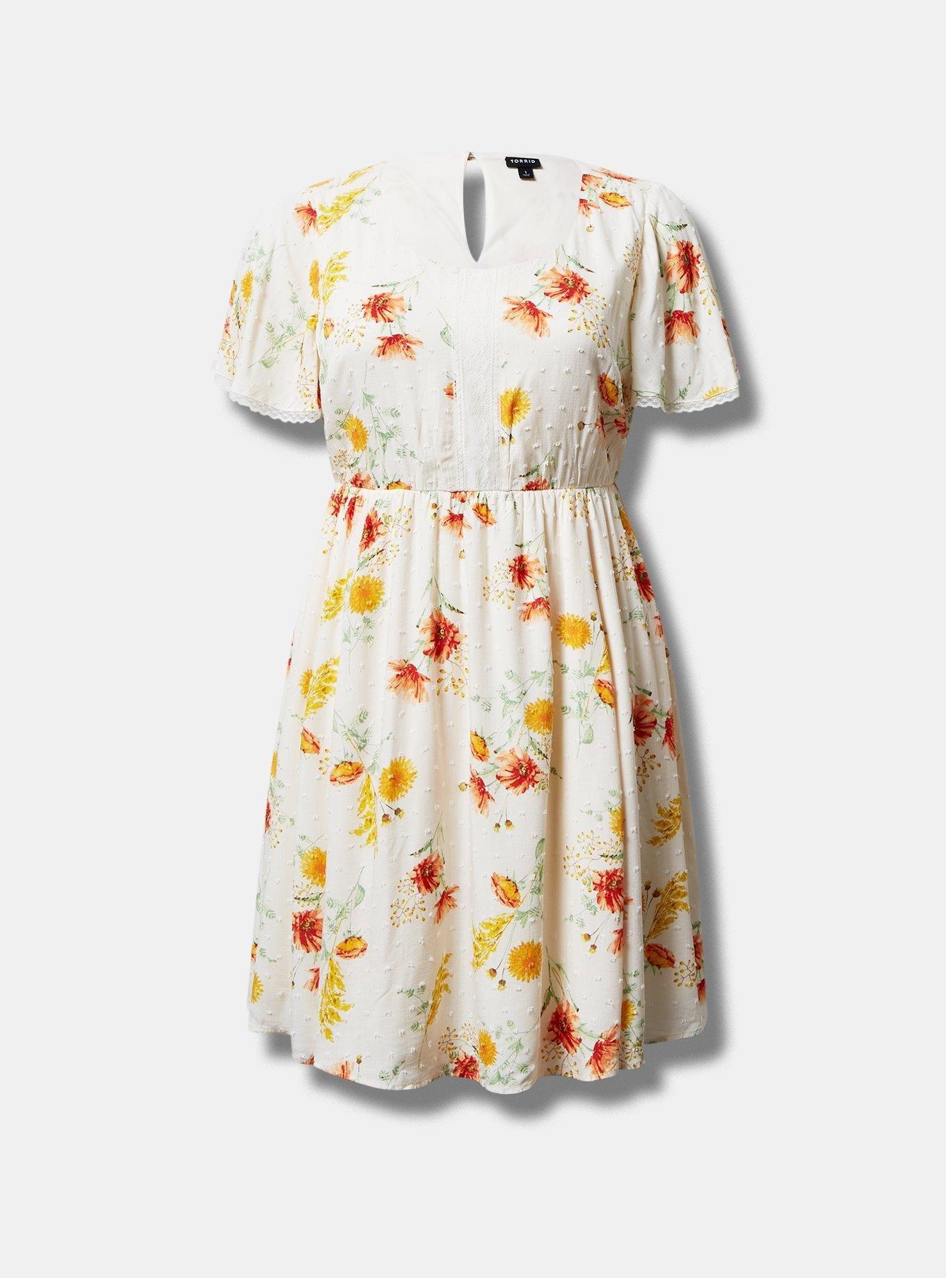 Plus Size Mini Swiss Dot Tunic Center Pleat Dress Torrid