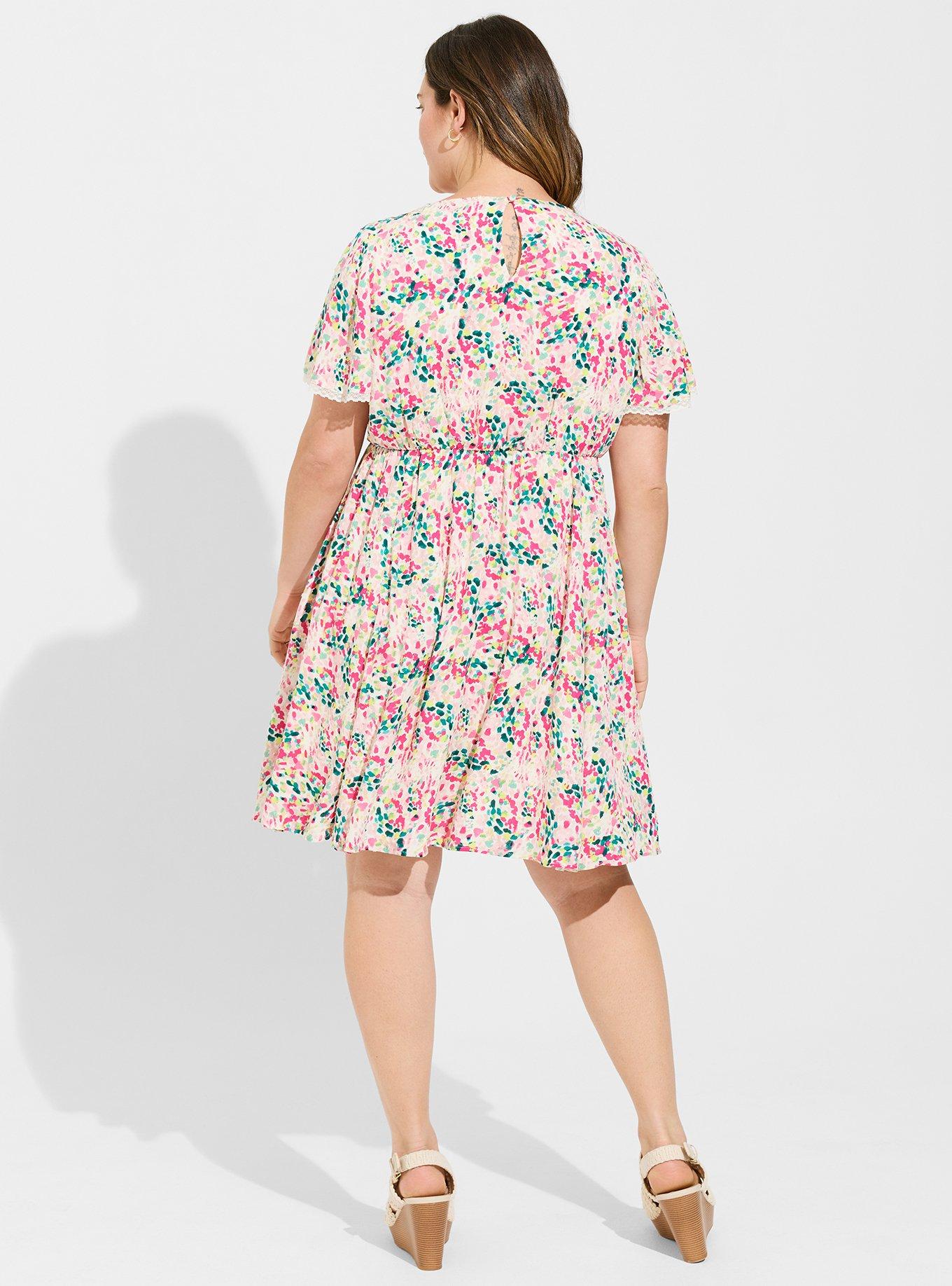 Plus Size Mini Swiss Dot Tunic Center Pleat Dress Torrid