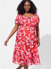Midi Cotton Clip Dot Lace Up Smocked Dress, SHADY ROSE FLORAL, alternate