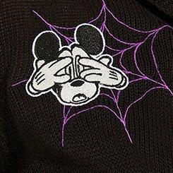 Plus Size Disney Mickey And Minnie Mouse Halloween Cardigan With Hood Sweater, DEEP BLACK, swatch