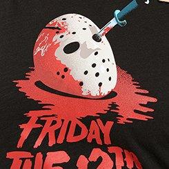 Plus Size Warner Bros Friday The 13th Relaxed Fit Destructed Tee, DEEP BLACK, swatch