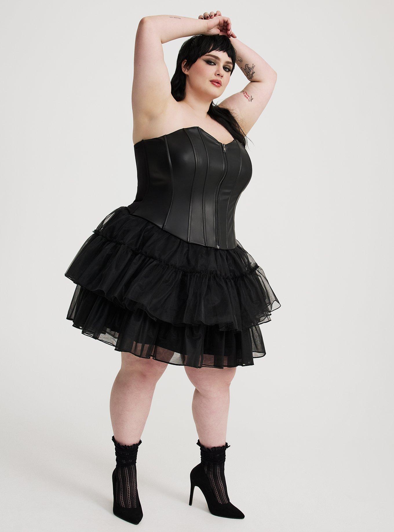 Zip Front Black Plus Size Bustier