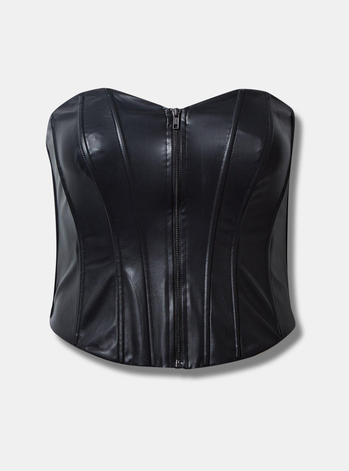 Plus Size - Faux Leather Zip Front Corset - Torrid