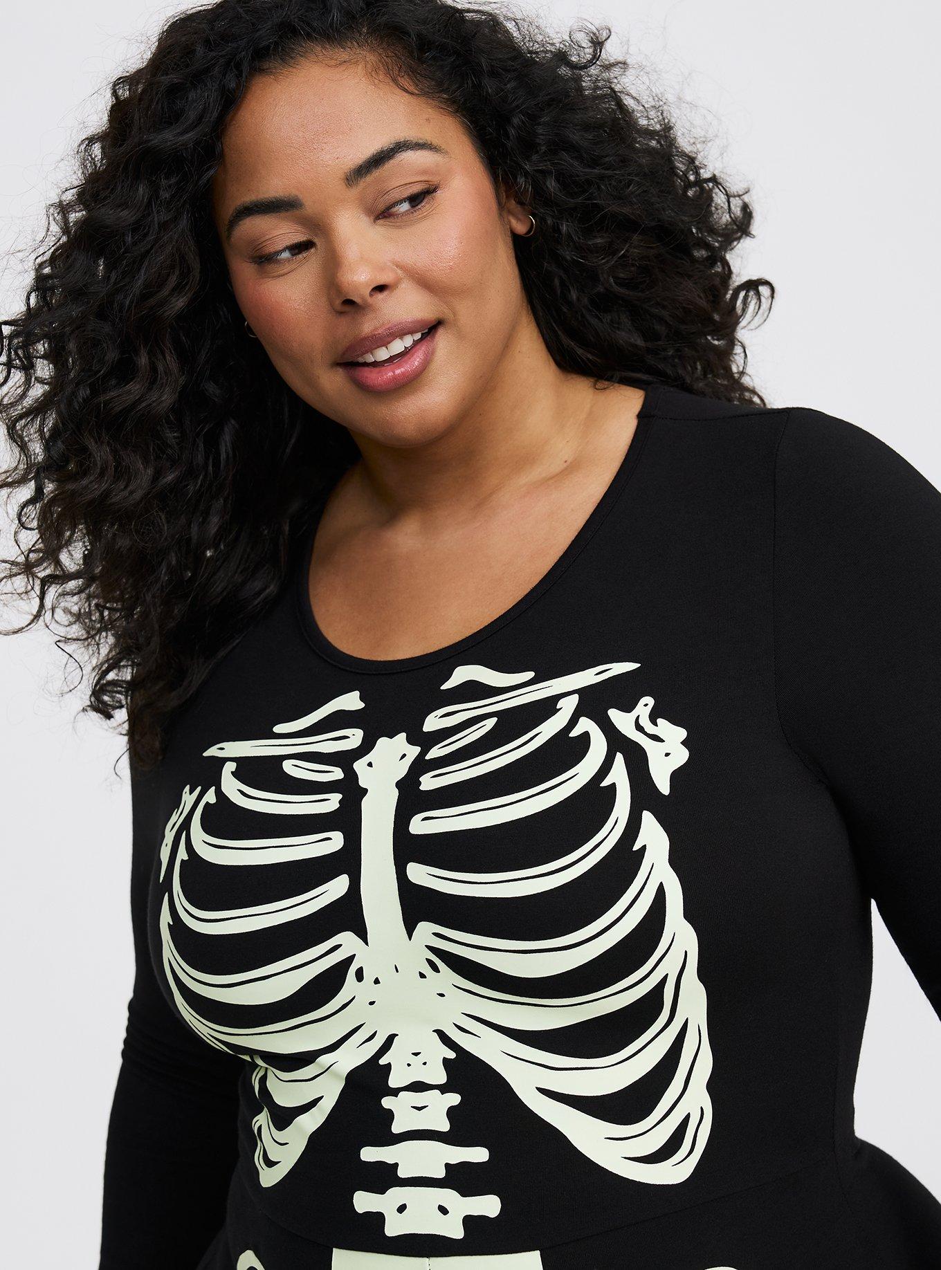 Skeleton Glow In The Dark Long Sleeve Bodysuit