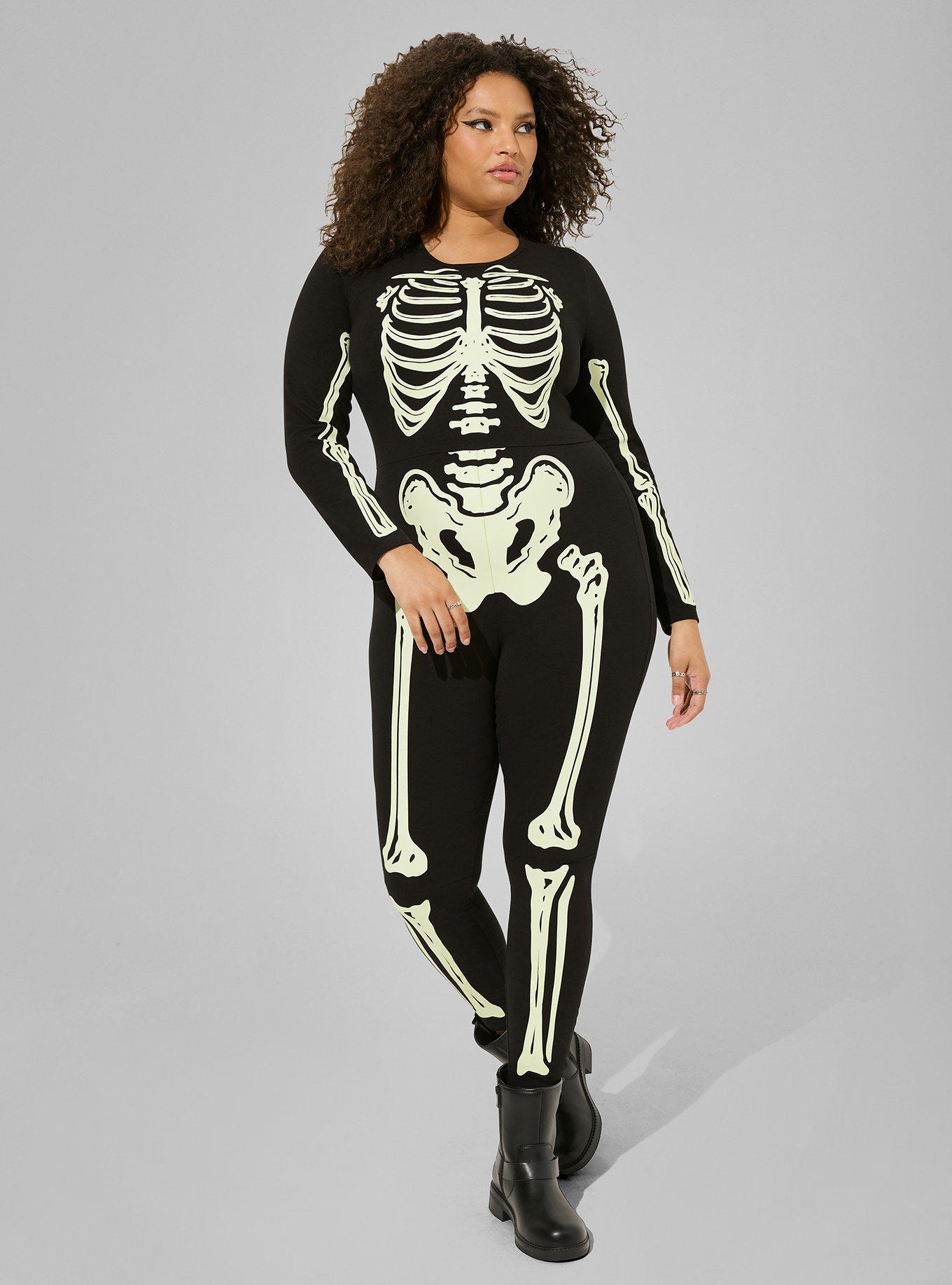 Plus Size - Skeleton Glow In The Dark Long Sleeve Bodysuit - Torrid