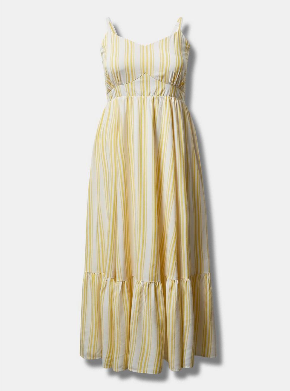 Plus Size Maxi Challis Sleeveless Tiered Dress, EMBER STRIPE, hi-res