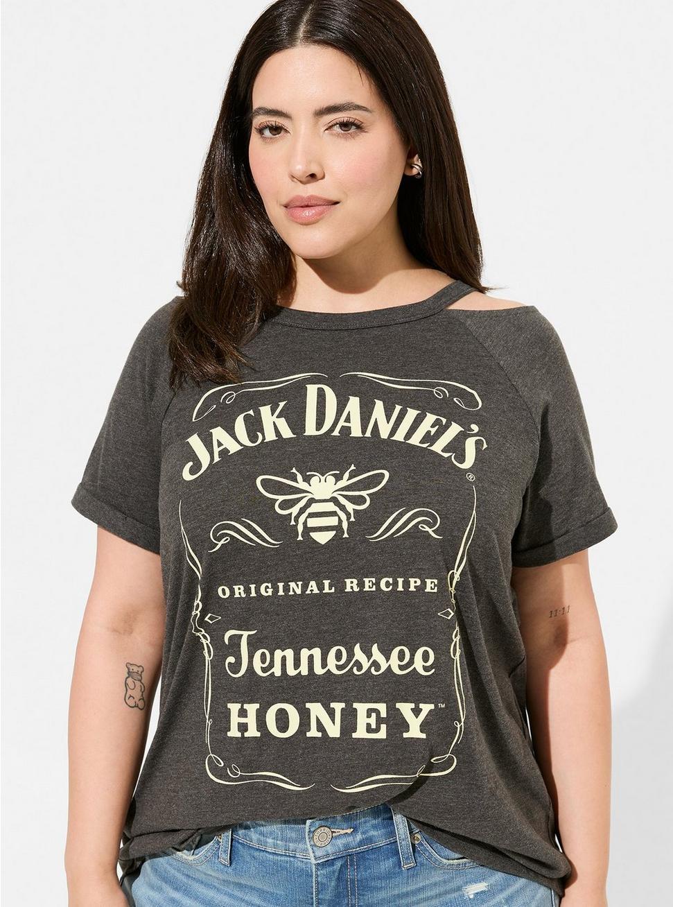 Jack Daniels Classic Fit Cotton Cold Shoulder Tee, CHARCOAL HEATHER GREY, alternate