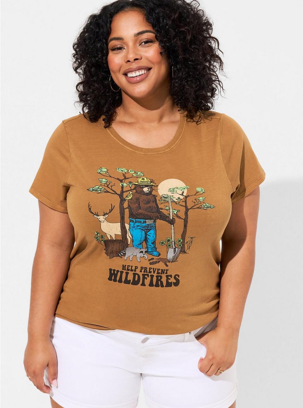 Plus Size Smokey The Bear Classic Fit Cotton Crew Tee, TOBACCO BROWN, hi-res
