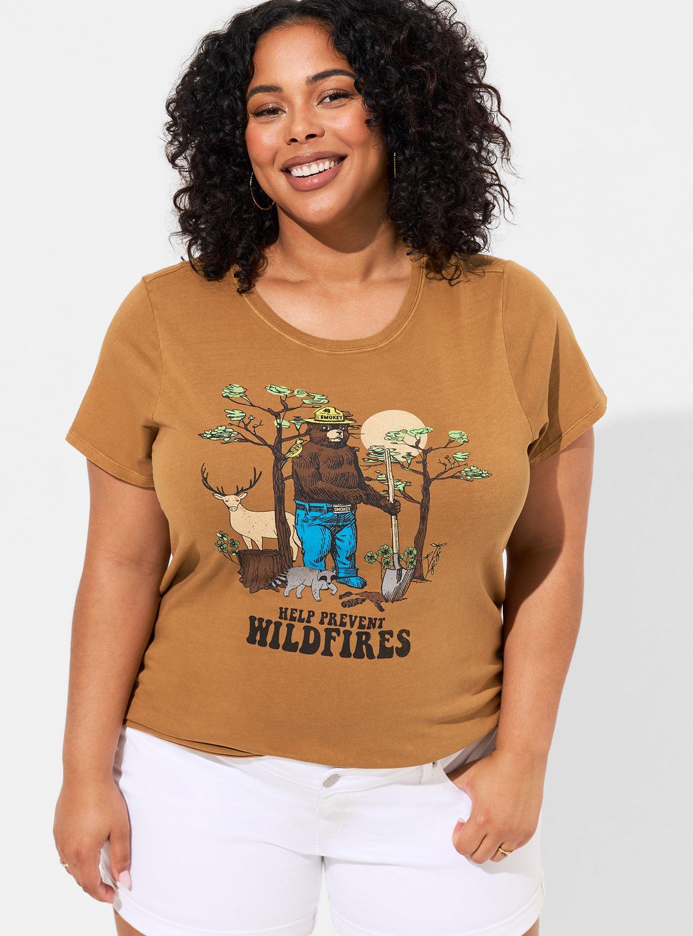 Plus Size Smokey The Bear Classic Fit Cotton Crew Tee, TOBACCO BROWN, hi-res