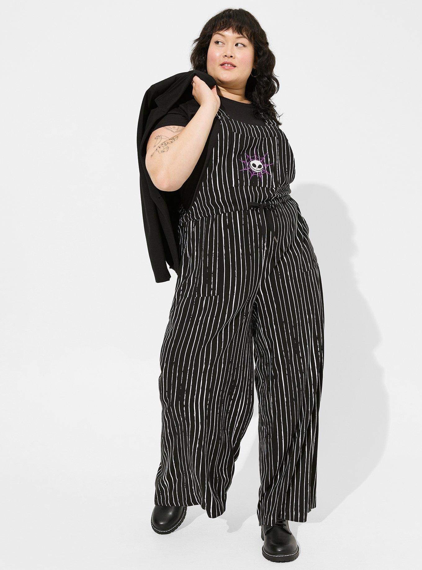 Plus Size Disney Nightmare Before Christmas Jack Twill Tie Front Overall Torrid