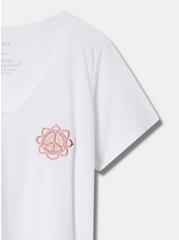 Hippy Face Girlfriend Classic Fit V-Neck Embroidered Tee, BRIGHT WHITE, alternate