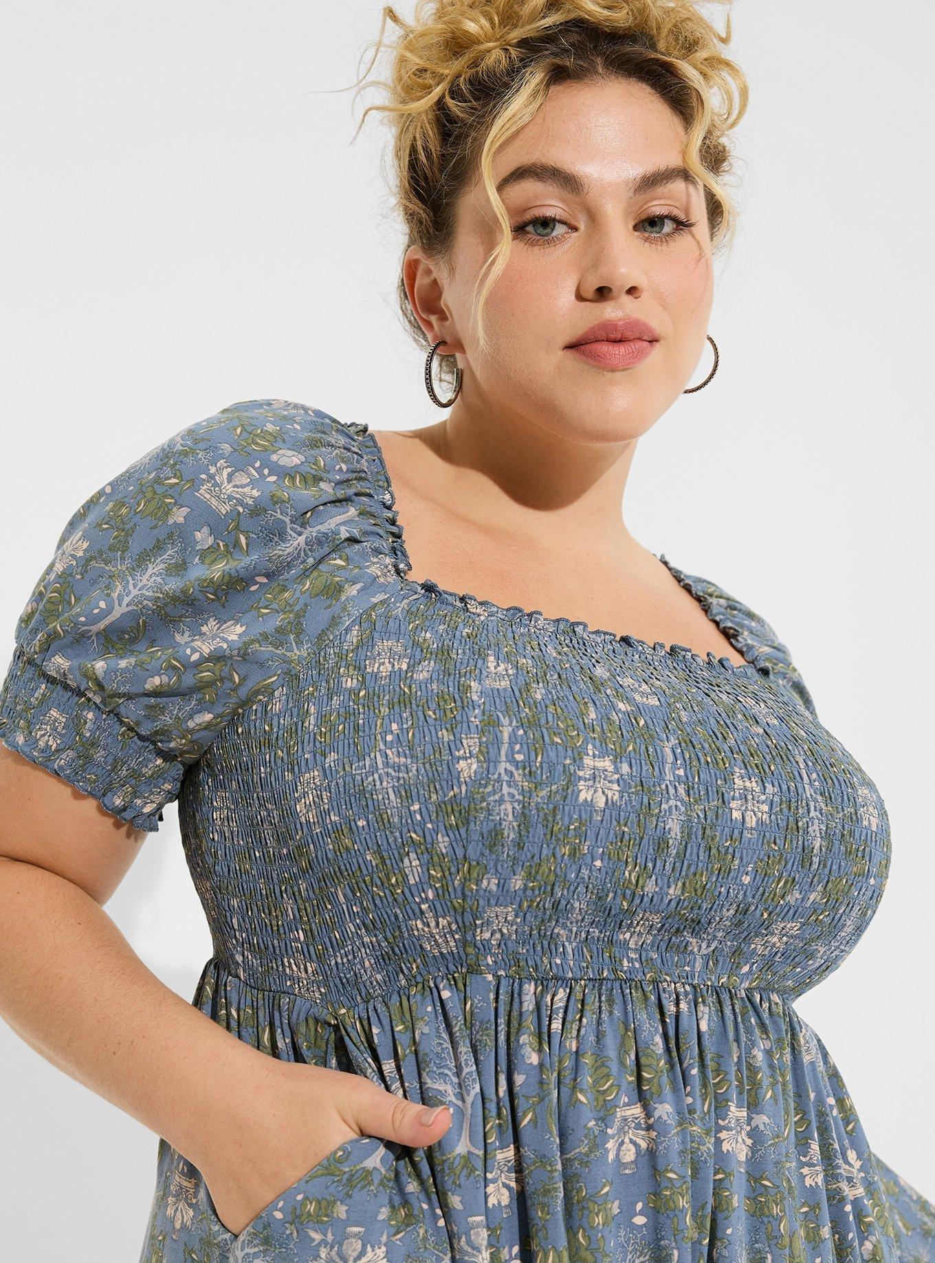 Plus Size - Outlander Mini Challis Smocked Dress - Torrid