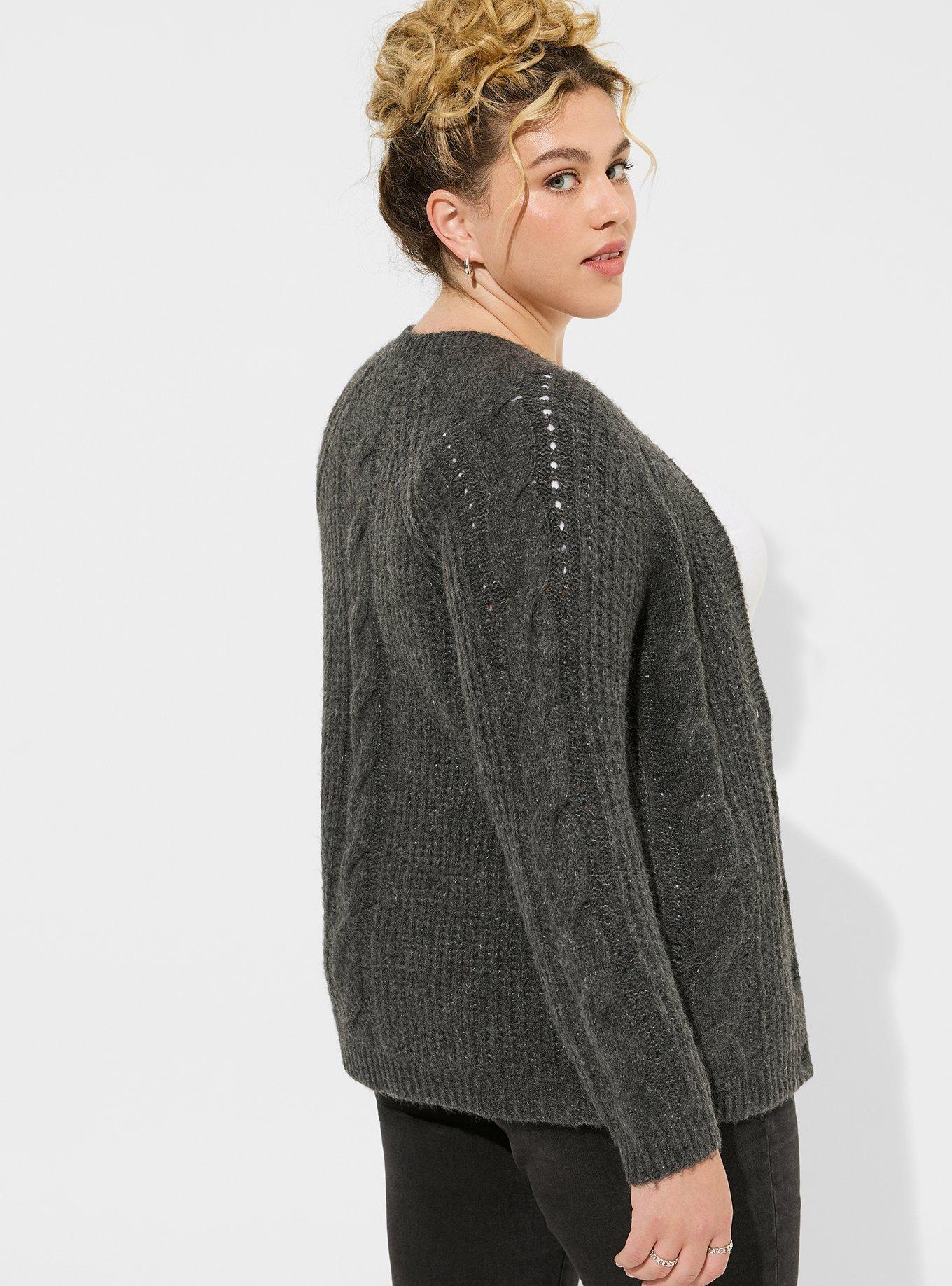 Plus Size - Outlander Cable Button Front Cropped Cardigan - Torrid