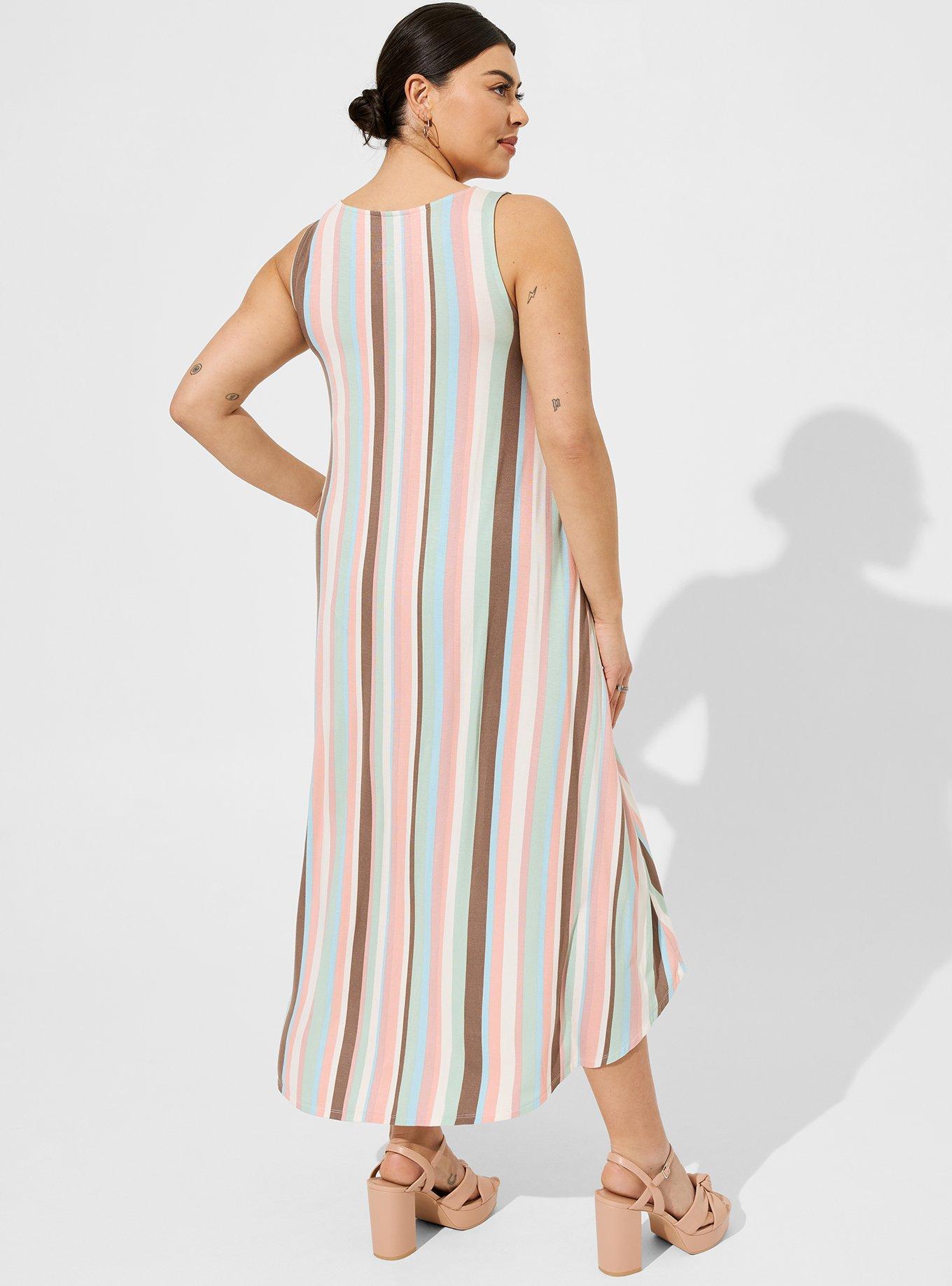 Maxi Jersey Hi Low Dress, OBVIOUSLY STRIPE PRISTINE, alternate